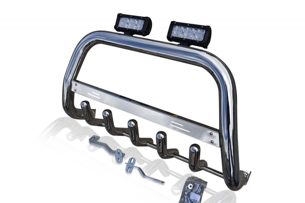 Bull Bar + 6.6" LED Bar x2 For Volkswagen Caddy A Bar 2004 2010